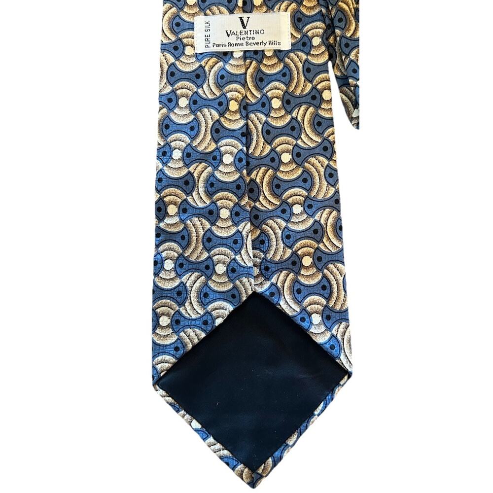 Valentino‎ Pietro Men’s Tie Blue Geometric 4.25” Italian Silk Designer Necktie